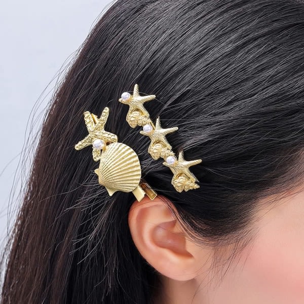 CDQ 3 st Starfish Pearl Shell Håraccessoarer Våren kvinnors hårklämmor (3 stilar)