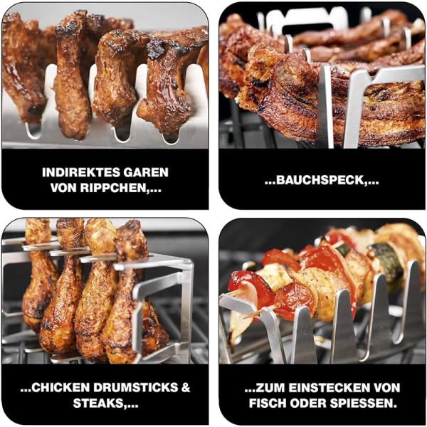 BBQ Ribbst?ll Multi Grillst?ll Rostfritt st?l Stekst?ll Ribb Silver onesize