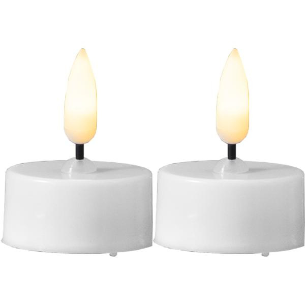 Telys 2-pakning LED m timer, hvit Vit white