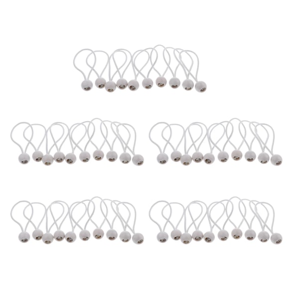 50 stk. 162 mm 5 mm kraftige kugle-bungee-snore elastiske bindetov til fastgørelse af baldakintelt presenning WHITE