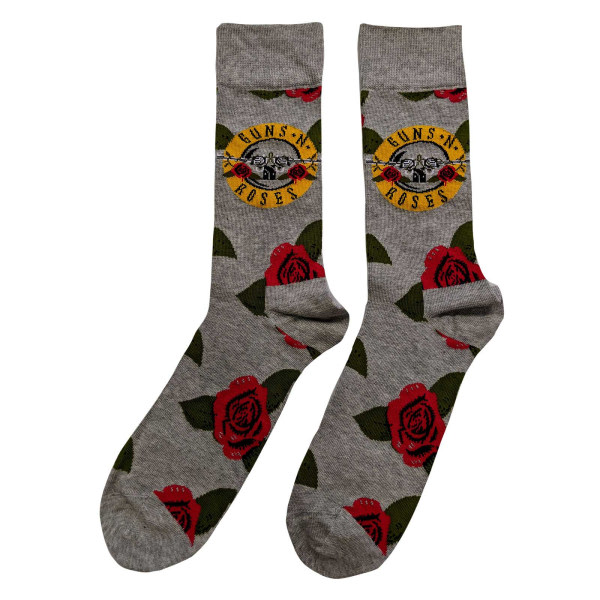 Guns N Roses Unisex Voksen Bullet Roses Sokker 7 UK-11 UK Grå/Rød/Grøn 7 UK-11 UK zdq