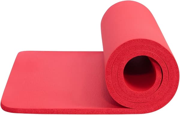 Yogamatta | Multifunktionell extra tjock skumträningsmatta | Stretching, styrketräning och terapi – Pilates, gymutrustning Red