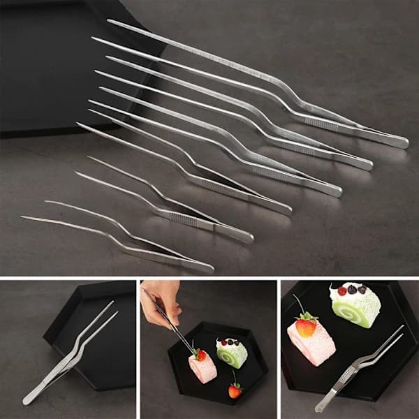 10-pack grilltång i rostfritt stål, mattång för grillning och matlagning, silver 20 cm 20cm