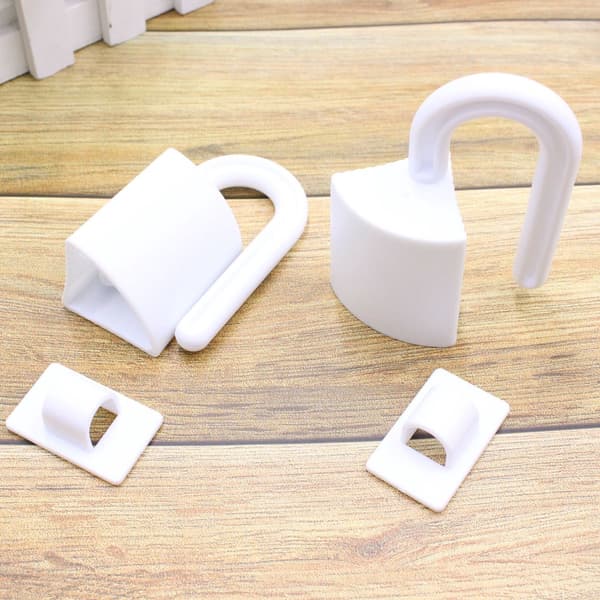 Dörrfingerklämskydd Stoppare Set, ABS Anti-slam Dörrbuffert Med Krok, Barnsäkerhet För Bebisar Barn Och Husdjur, Vit 4-pack 7 x 4 cm