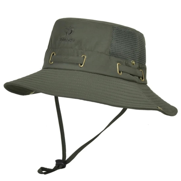 Hatt for fiske utendørs Bredbremmet bøttehatt med deksel Herr Pustende sommer Mesh Solskjerm Visir Anti UV Cap Unisex green-B