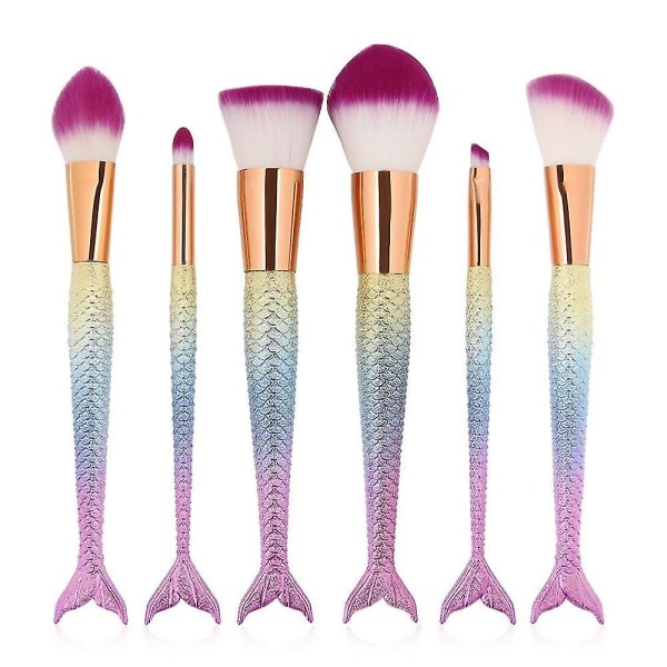 6 delar Makeup Brush Set Ly Makeup Brush Kit för tjejer Bärbara verktyg Damborste