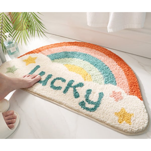 Lucky Rainbow Halvcirkel Hus Entré Dørmåtte 45*75cm, CDQ