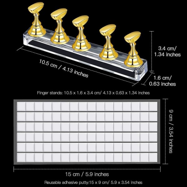 2 set akryl nail art praxis stativ Magnetiska nagelspetsar hållare träning fingernagel display stativ