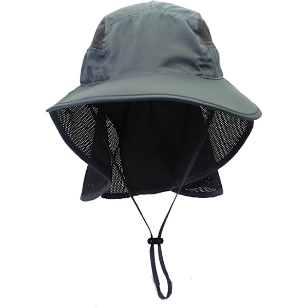 Solhatt Herr & Dam UPF 50+ Mesh Sommar Skydd Utomhus UV Keps med Nackskydd Andningsbar Packbar Jakt Fiske Strandhatt