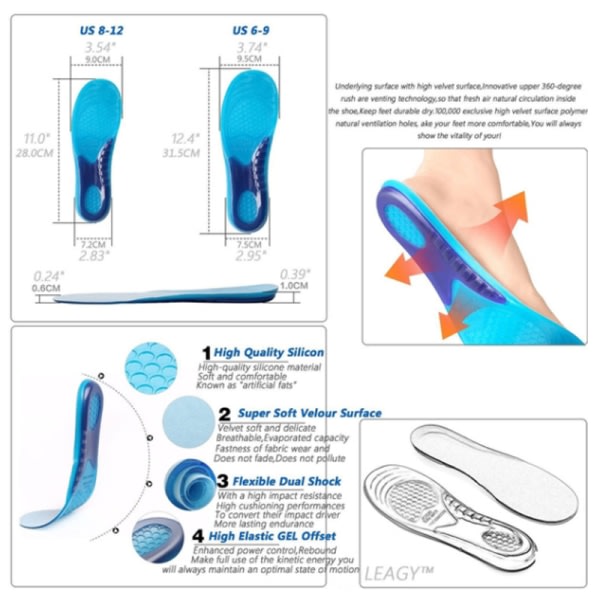 Elastiske innersåler Arch Support Shoe Pad Running Gel Innersåler M