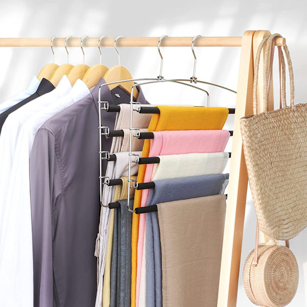 5-lags Buksestang - Pladsbesparende Skab Organizer, Sort