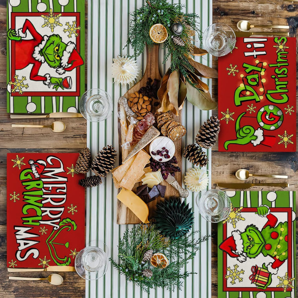 God Jul Oavsett bordstabletter Sett med 4, Julgransbord bordstabletter Hem Köksinredning,Vinter Snöflinga dekorasjon 30,48 x 45,72 cm