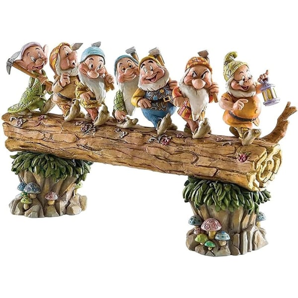 Syv dværgtræer dekorerer haven, syv dværge miniature harpiksstatue, eventyrhavetilbehør udendørs børnegaver harpiksfigurer