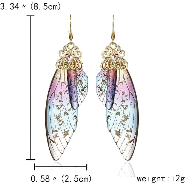 Heyone Butterfly Wing Drop Dingle Örhängen Guldpläterade Kristall Rhinestone för kvinnor flickor bröllop Smycken