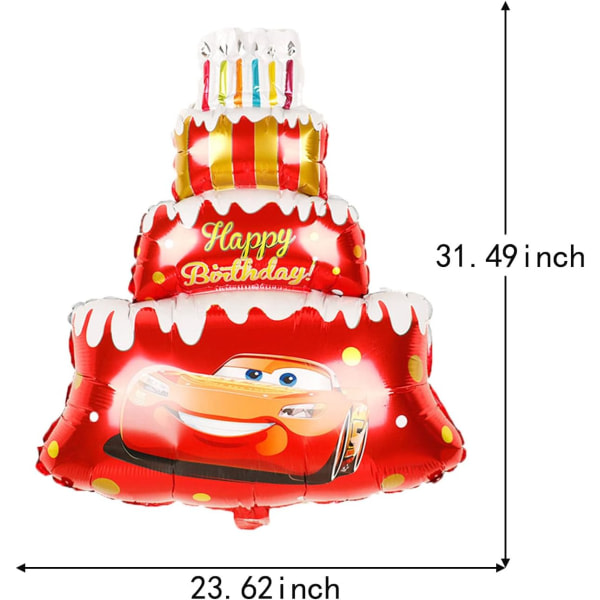 5 kpl Race Car Cake Folieballonger lapsille Syntymäpäivä Baby Shower Autot Salama McQueen Teema Juhlan Koristeet