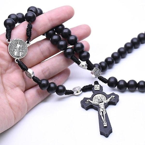 2-värinen uskonnollinen puinen antiikkiristiruusukko riipus kaulakoru helmiä katolinen Jeesus Kristusruusukko miehet naiset korut lahjat Style 3