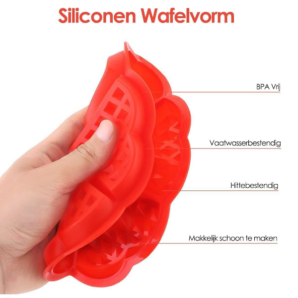 Silikon Vaffelform / Vaffeljern – Hjerteform - Rød