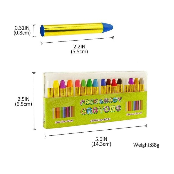 Kasvomaalausliidut, 16 väriä myrkytön meikki Kasvomaalausliidut Kehon tatuoinnit Sarja Yhteensopiva lasten, lasten, taaperoiden, juhlien, cosplayn kanssa
