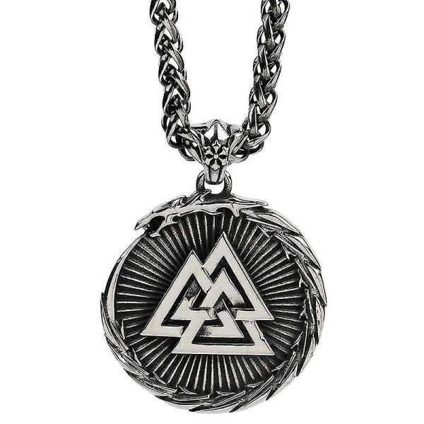 Ny Retro Nordic Viking Celtic Knot Symbol Häge Män S Halsband Amulett Smycken Present AL4132-Silver