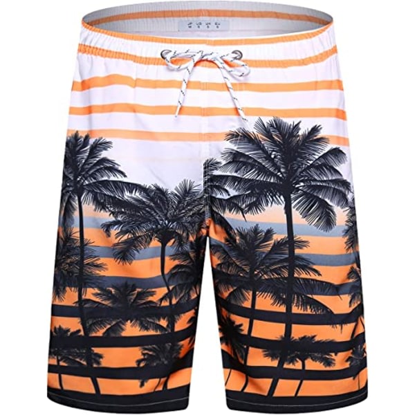 Badbyxor för män, snabbtorkande badkläder, strandshorts, korta badbyxor med mesh och fickor (orange) zdq