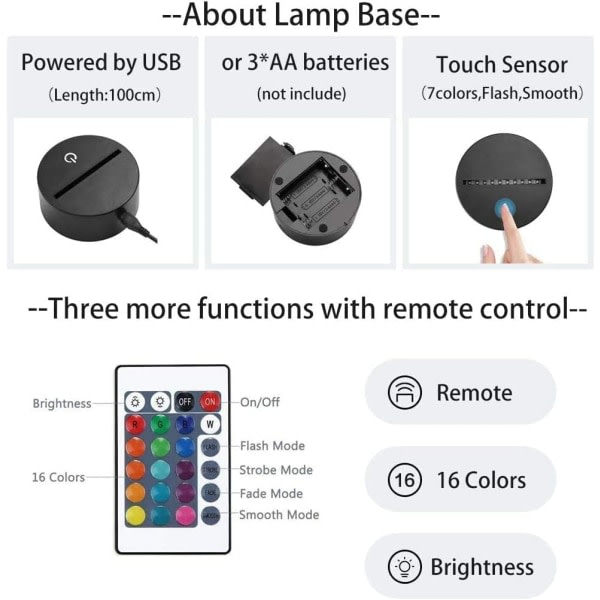 Yövalot 3D LED Fem yöt Fre-ddy Night Light