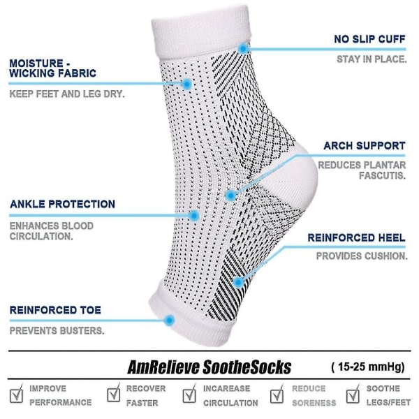 Lugnende sokker Neuropati Kompression Ankel Arch Support Beskyttelse Smertelindrende sokker Sort Gul L XL