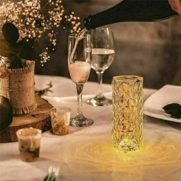 LED Crystal RGB Table Lamp Night Light Touch Atmosphere Bedside Lamp Bar Diamond Rose