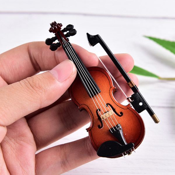 Minifiol Miniatyrmusikinstrument Træmodel med Supp Brun onesize