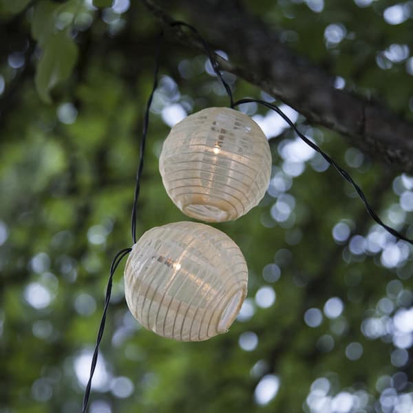Solcelle lyskæde Beige risbolle 10 LED varm hvid