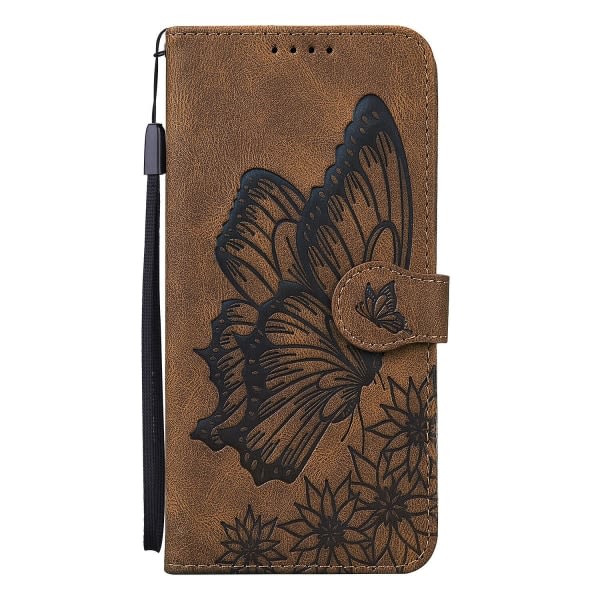 Etui til Iphone 11 Retro Flip Wallet Embossing Butterfly Cover - Brun null ingen