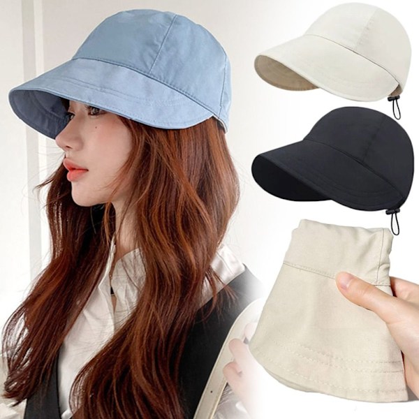 Hat med bred skygge, snøre, justerbare kasketter, herre, dame, strandhat Beige