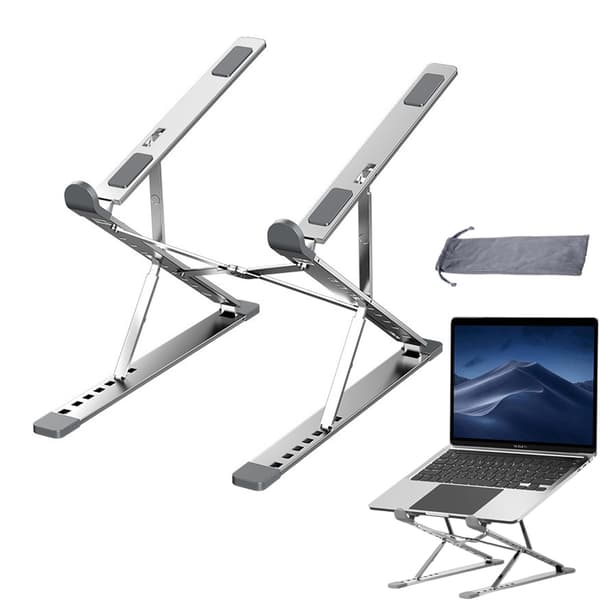 Portable Laptop Stand for Desk, Lightweight Aluminum Dual Layer Foldable Height & Angle Adjustable Ergonomic