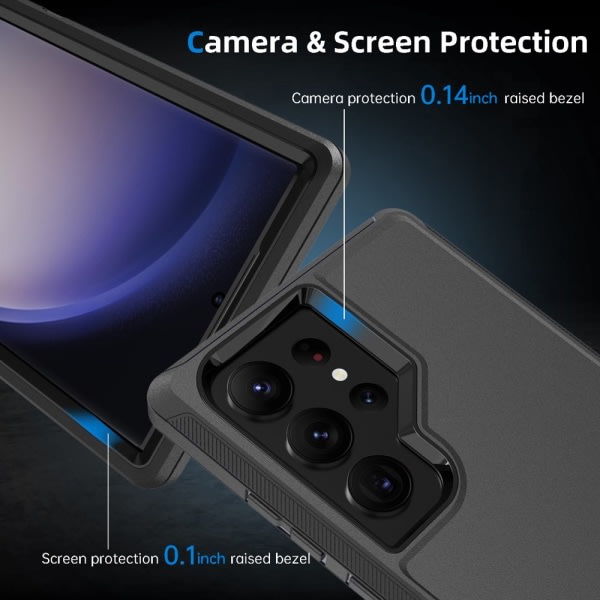 Tsuinz Case Samsung Galaxy S23 Ultra 6,8 tum Stötsäkert cover, genomskinligt musta