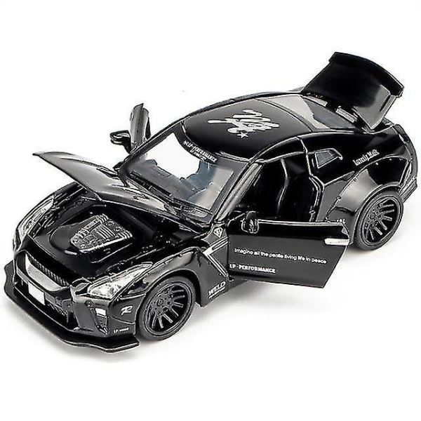 1: 32 Nissan GTR R35 Diecasts metallleksaksbil (svart)
