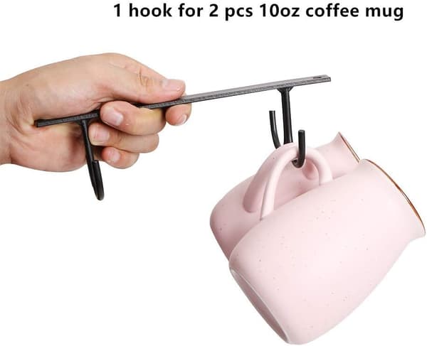Krusophæng under skab - 2 stk. - 8 kroge - Sort - Kaffekrusophæng