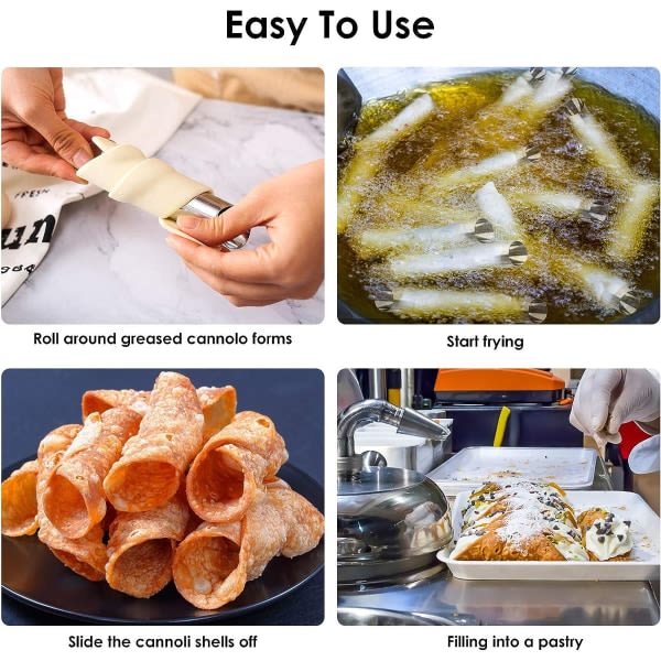 CDQ Cannoli-rør, rustfrit stål cannoli-form non-stick dansk