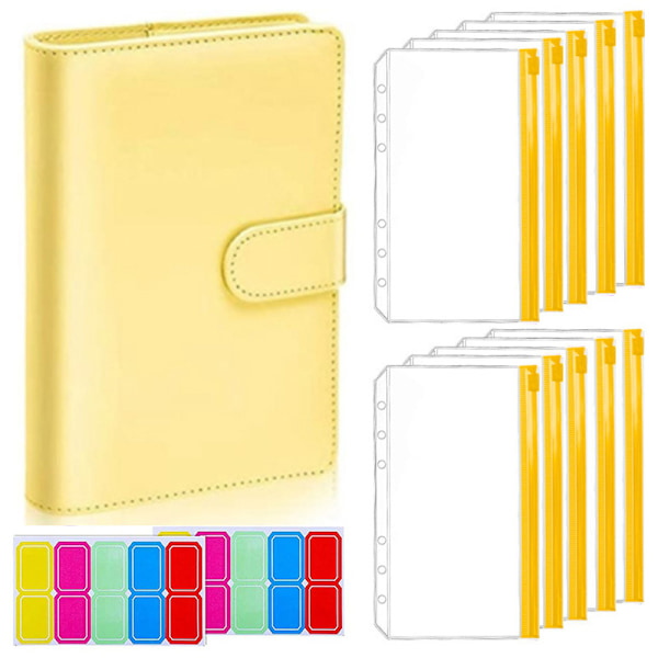 A6 PU-læder budgetmappe - 6-rings mappe til budgetplanlægning (gul) Yellow