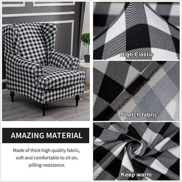 Wingstolöverdrag 2 delar Stretch Spandex Wingback stolsöverdrag Soffa Slipcover Utskrift Wingback Fåtölj Slipcovers Möbelskydd Soffa Så CDQ