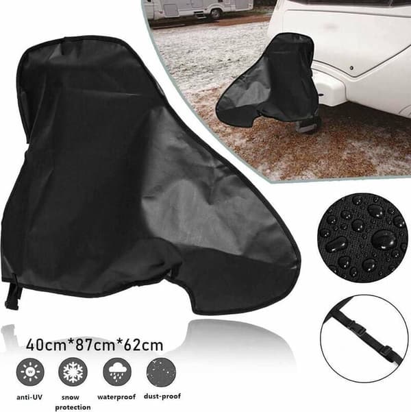 Trækstangsbeskyttelse - 87x 62x 40cm - trailerbeskyttelse - sort - PVC - universal - vandtæt - UV - resistent - med justerbart spænde