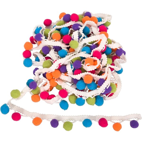 Berolle 5 meter 15mm Flerfärgad Pom Pom-Kant Bollfrans Kantband Bollfrans Syband för Klädtillbehör Hantverk DIY-Dekoration (Flerfärgad)
