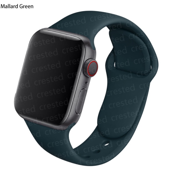 Silikonarmband för Apple Watch Band 44mm 40mm 38mm 42Mm Correa Iwatch Serie Se 6 5 4 3 Armband Apple Watch Series 7 45mm 41mm Mallardgrön 38  40 41 mm M-L Mallard Green