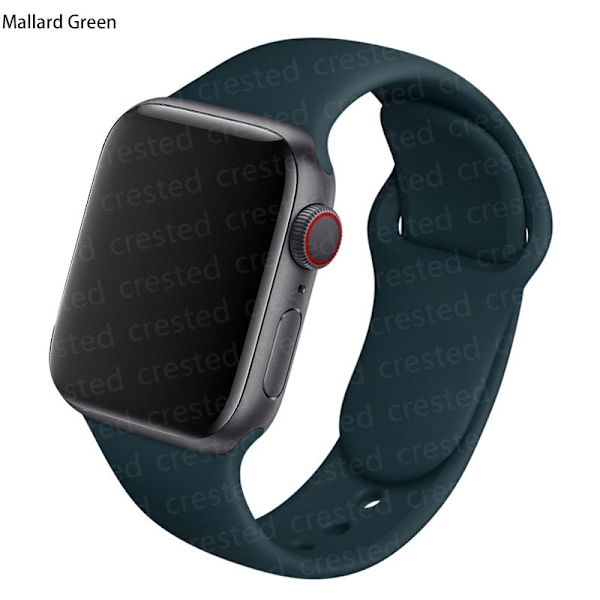 Silikonarmband för Apple Watch Band 44mm 40mm 38mm 42Mm Correa Iwatch Serie Se 6 5 4 3 Armband Apple Watch Series 7 45mm 41mm Mallardgrön 38 40 41 mm S-M Mallard Green