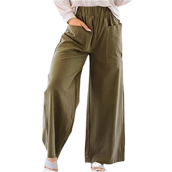 Dammode Casual lösa Breda Ben Byxor Byxor Byxor Grön L zdq