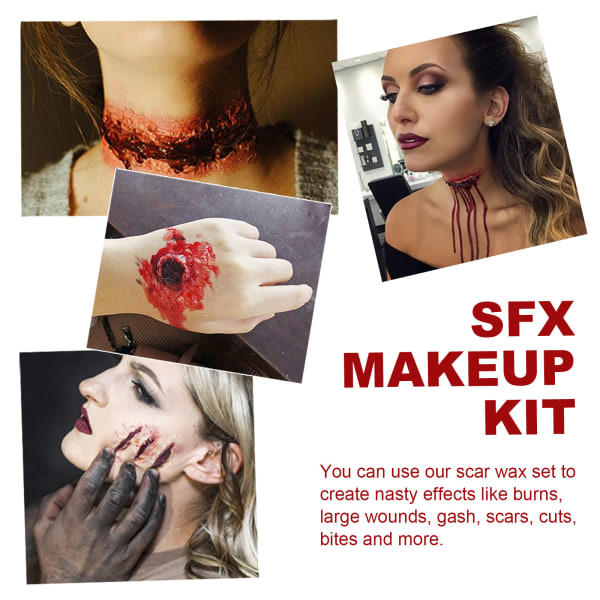 Halloween Makeup Kit med Spatel Scars Wax Fake Blood Gel