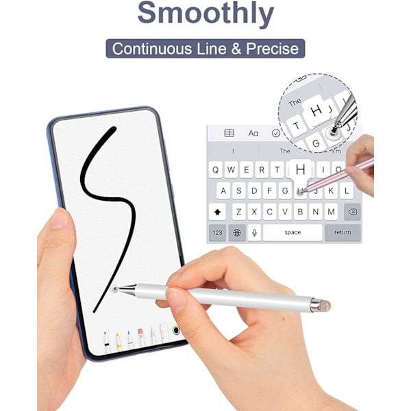Pekstift til iPad, 2-pak, 2-i-1-disk pekstift til touchscreens, kapacitiv pekstift med magnetisk hætte, kompatibel med iPad iPhone Pro Android