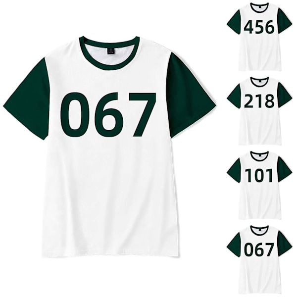 Squid Game Cosplay-set för kvinnor - kortärmad T-shirt och tröjamask, Maskerad 067 L
