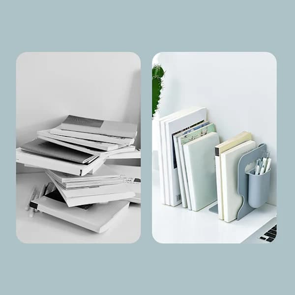 Bookend Simple Style Foldable Shelves ABS Bookends Books Support Stand Home Decor Grey