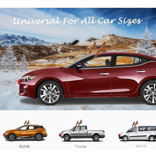 Biler Renar Juldekorasjon, Rudolf Dekorasjon Kit For Bil Ren Dräkt For Lastbil Van Suv, Deco Renar Julbil Tilbehør Med Brun