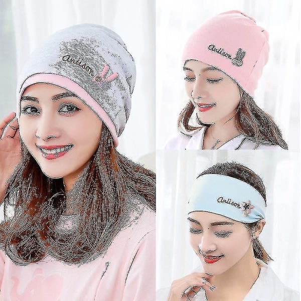 Brodert Moon Cap Bilateral Pile Cap Ansiktsrengöring Makeup Hårband Moon Scarf zdq