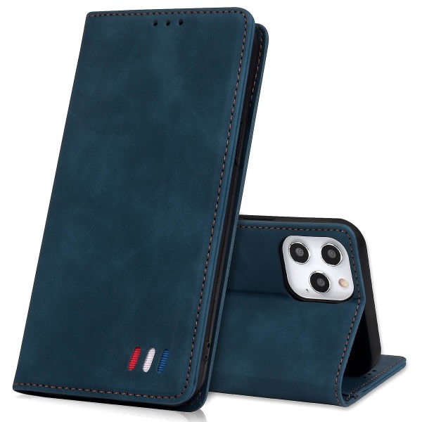 Kompatibel med Iphone 11 Pro Case Magnetstængning Plånbok Bok Flip Folio Stand View Läderfodral Cover - Blå null ingen